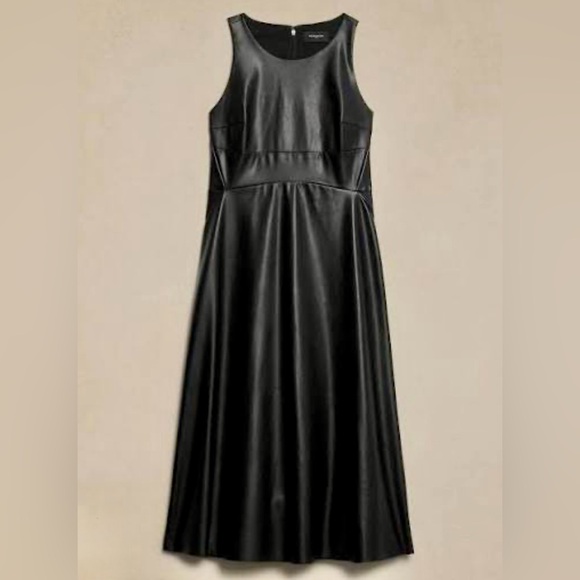 Banana Republic Vegan Black Leather Midi Dress - Picture 2 of 4